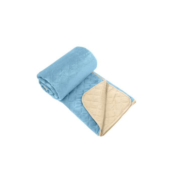 Cuvertura cocolino BLEU CIEL, cu 2 fete, albastru deschis + crem, 210x220 cm Cuvertura cocolino BLEU CIEL, cu 2 fete, albastru deschis + crem, 210x220 cm