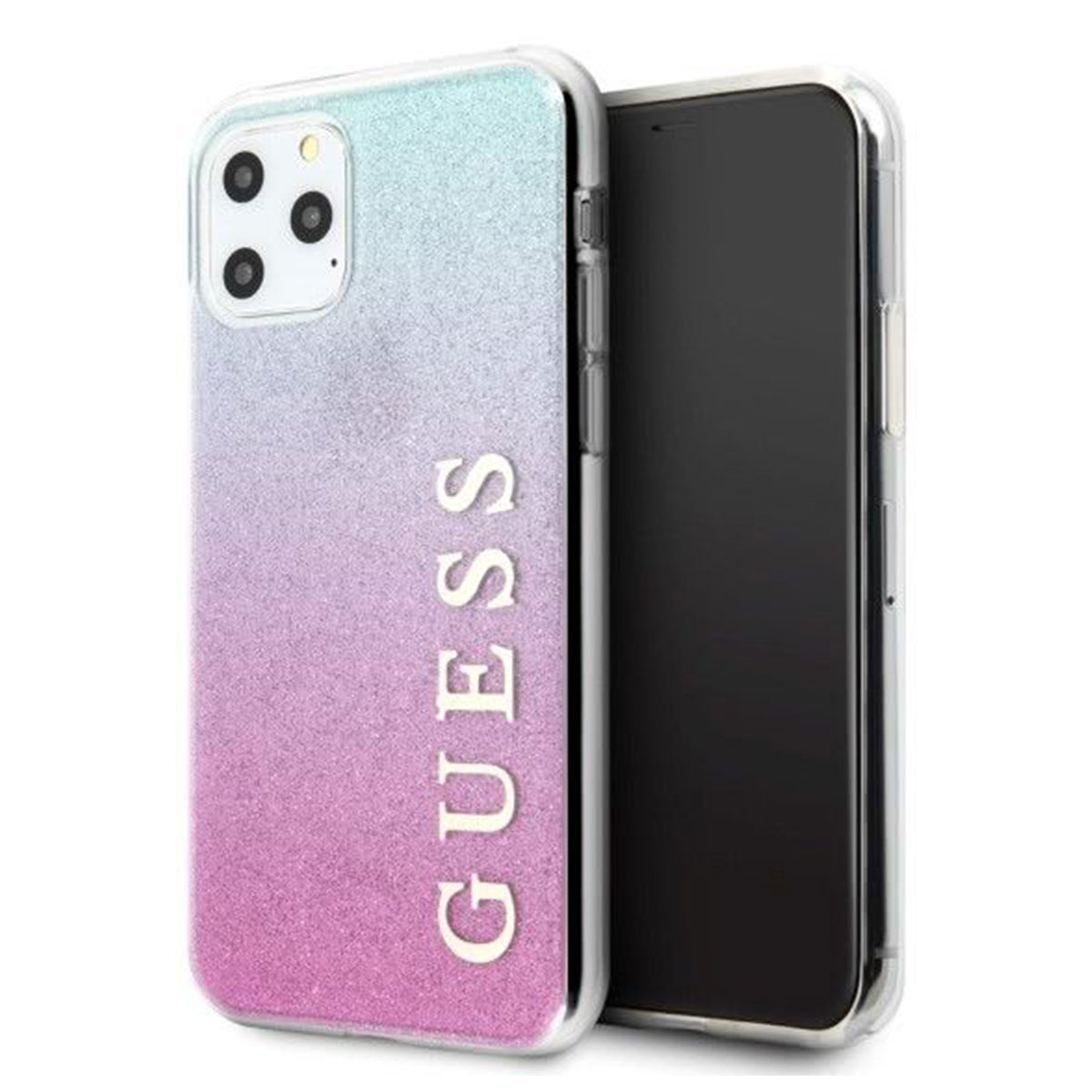 Husa de protectie telefon Guess pentru Iphone 11 Pro Max, Model Glitter Gradient, Plastic TPU, GUHCN65PCUGLPBL, Roz - Albastru Husa de protectie telefon Guess pentru Iphone 11 Pro Max, Model Glitter Gradient, Plastic TPU, GUHCN65PCUGLPBL, Roz - Albastru