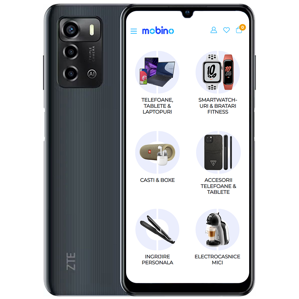 Telefon mobil ZTE Blade A72, 4G, 64GB, 3GB RAM, Dual-SIM, Gri Telefon mobil ZTE Blade A72, 4G, 64GB, 3GB RAM, Dual-SIM, Gri