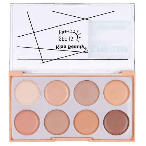 Paleta corectoare iluminator si contur, Kiss Beauty, Super Cover, Mini, 01 Paleta corectoare iluminator si contur, Kiss Beauty, Super Cover, Mini, 01