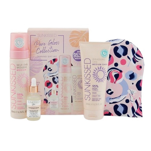 Set Autobronzare, Sunkissed, Pure Glow Collection Tanning Gift Set, cu Spuma Autobronzanta Medium Set Autobronzare, Sunkissed, Pure Glow Collection Tanning Gift Set, cu Spuma Autobronzanta Medium