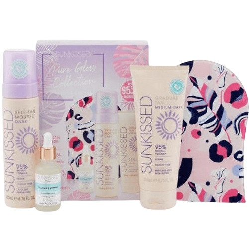Set Autobronzare, Sunkissed, Pure Glow Collection Tanning Gift Set, cu Spuma Autobronzanta Dark Set Autobronzare, Sunkissed, Pure Glow Collection Tanning Gift Set, cu Spuma Autobronzanta Dark