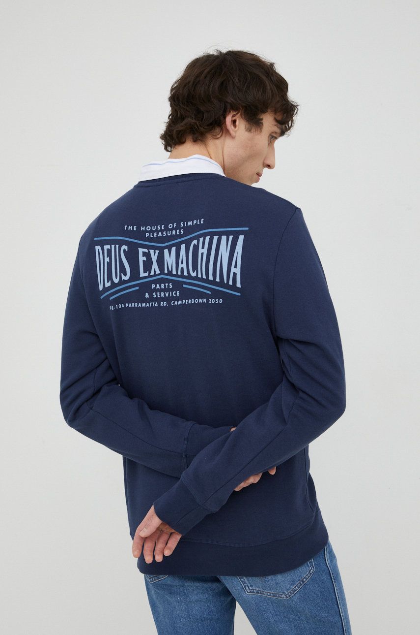Deus Ex Machina hanorac de bumbac barbati, culoarea albastru marin, cu imprimeu Deus Ex Machina hanorac de bumbac barbati, culoarea albastru marin, cu imprimeu