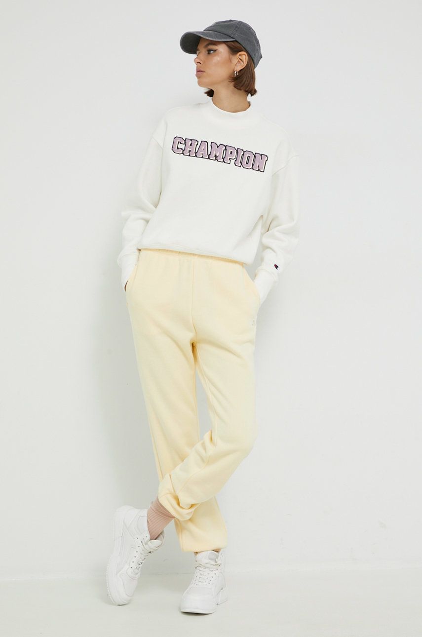 Champion pantaloni de trening femei, culoarea galben, neted 115487-ASB Champion pantaloni de trening femei, culoarea galben, neted 115487-ASB