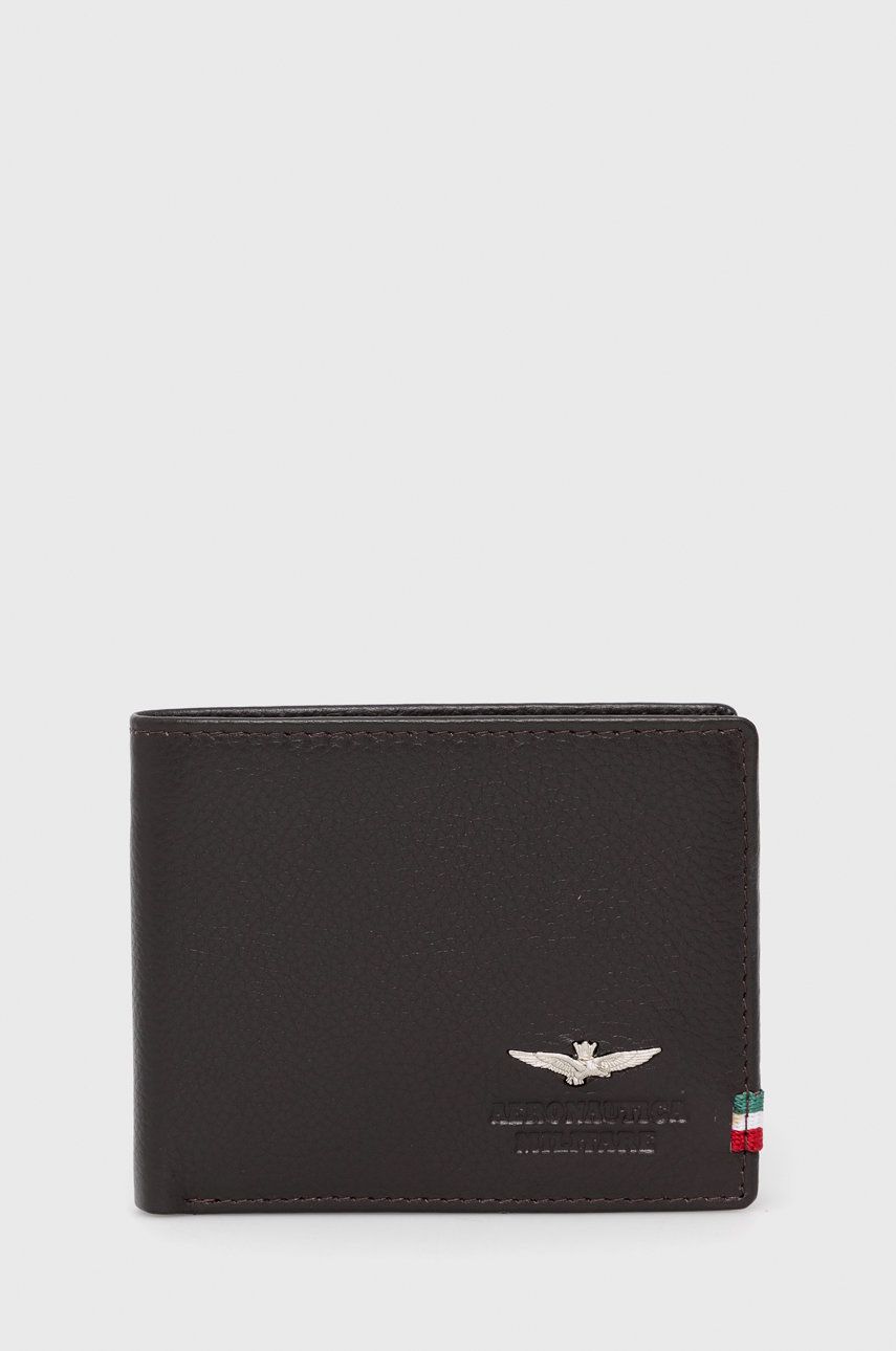Aeronautica Militare portofel de piele barbati, culoarea maro Aeronautica Militare portofel de piele barbati, culoarea maro