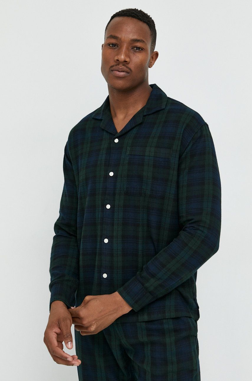 Abercrombie & Fitch cămașă pijama barbati, culoarea verde, modelator Abercrombie & Fitch cămașă pijama barbati, culoarea verde, modelator