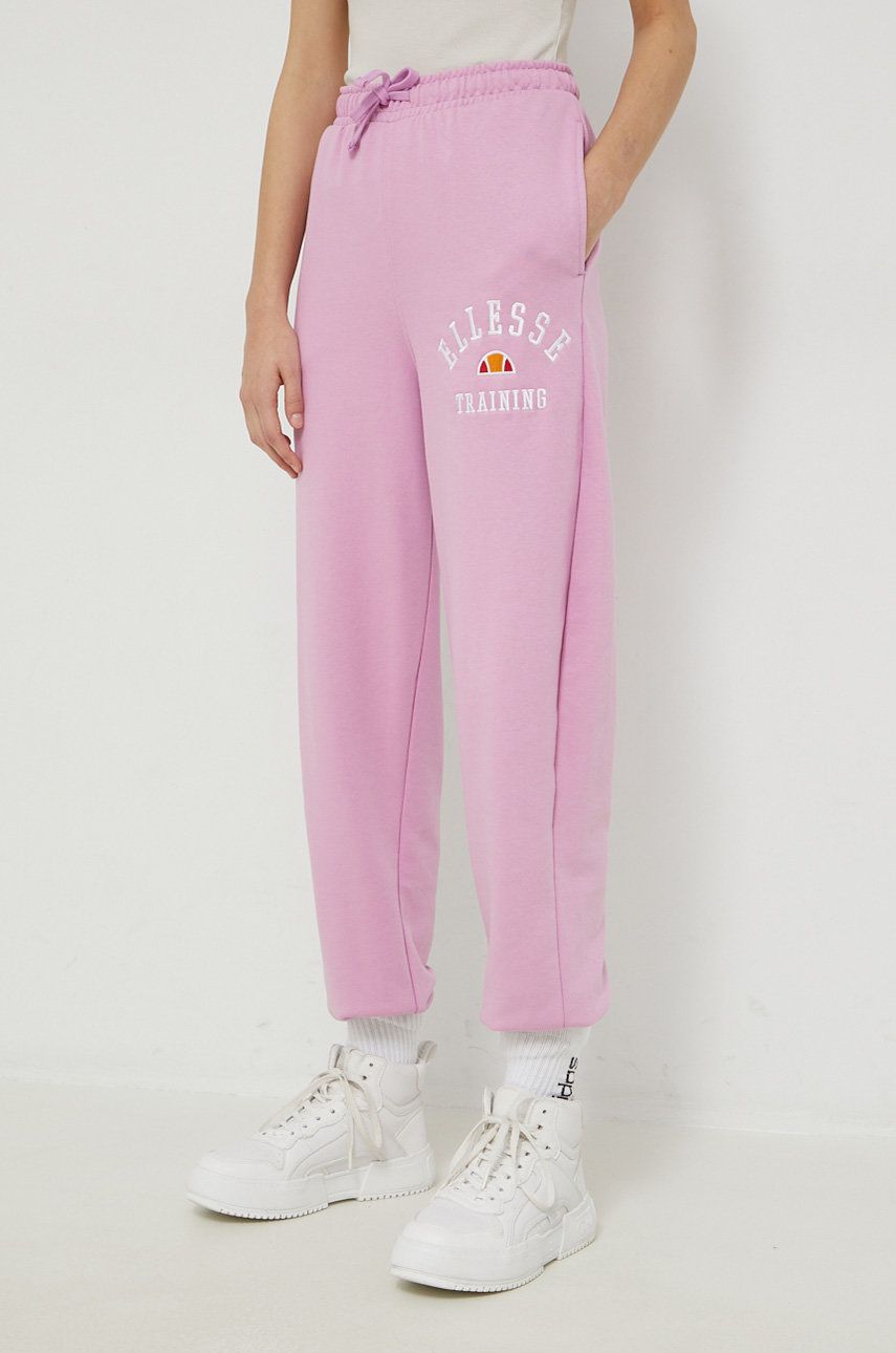 Ellesse pantaloni de trening femei, culoarea roz, cu imprimeu Ellesse pantaloni de trening femei, culoarea roz, cu imprimeu