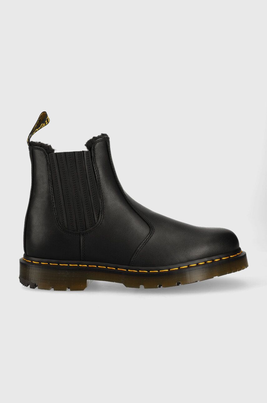 Dr. Martens ghete chelsea de piele 2976 femei, culoarea negru, cu toc plat, izolat DM27829001-Black Dr. Martens ghete chelsea de piele 2976 femei, culoarea negru, cu toc plat, izolat DM27829001-Black