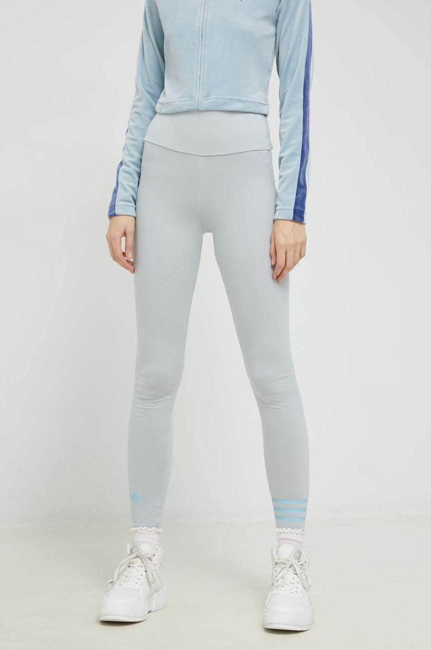 Adidas Originals colanti femei, culoarea gri, cu imprimeu Adidas Originals colanti femei, culoarea gri, cu imprimeu