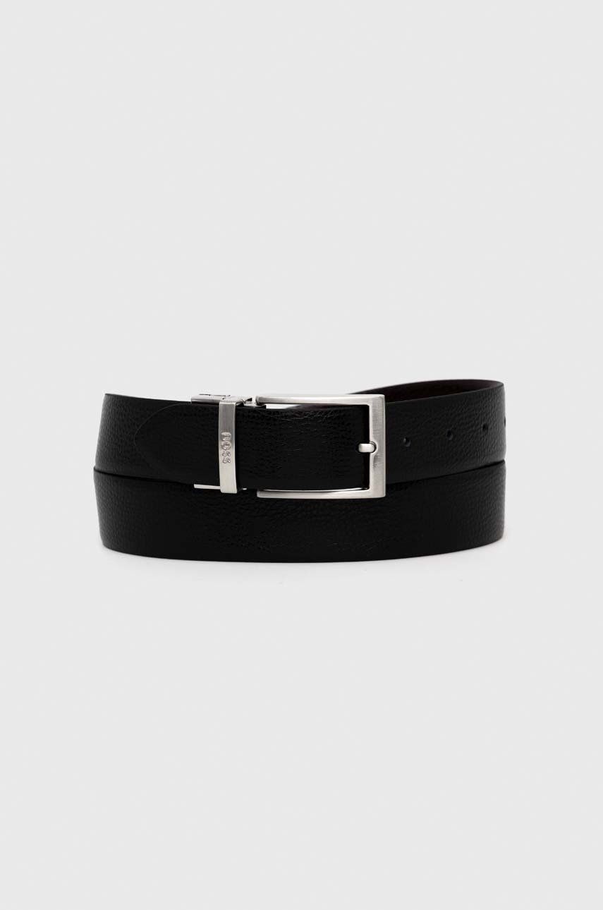 BOSS curea de piele cu două fețe bărbați, culoarea negru 50447116 BOSS curea de piele cu două fețe bărbați, culoarea negru 50447116