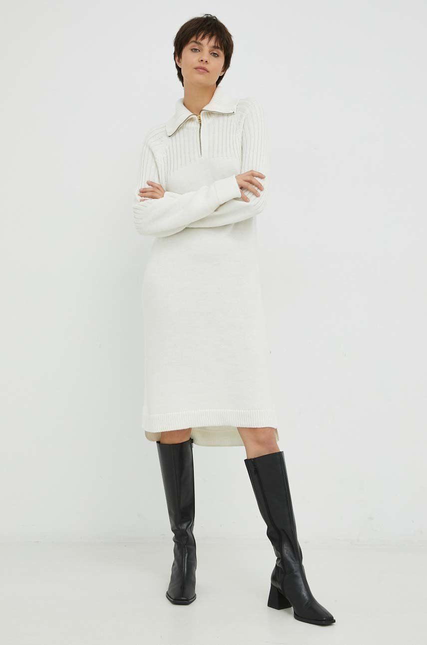 G-Star Raw rochie din amestec de lana culoarea bej, mini, oversize G-Star Raw rochie din amestec de lana culoarea bej, mini, oversize