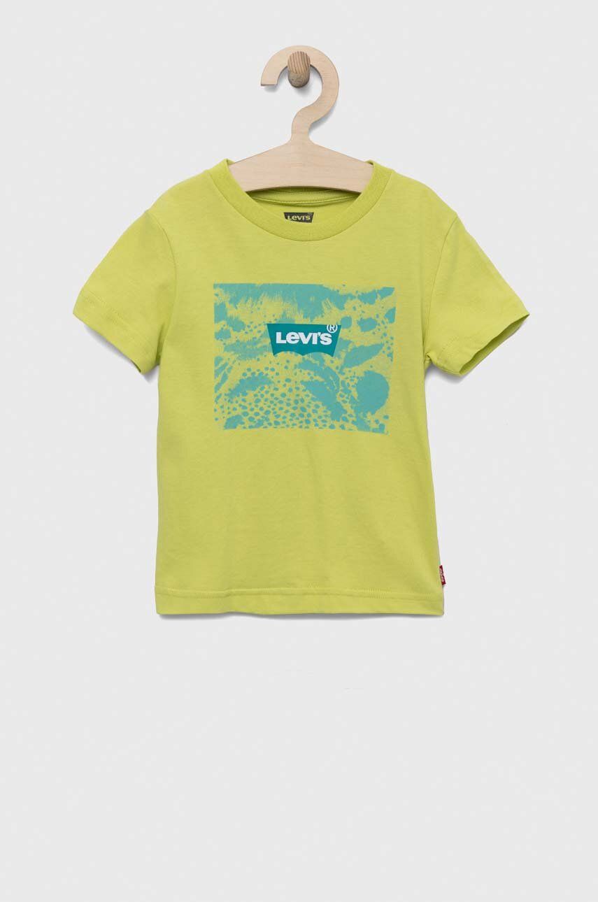 Levi's tricou de bumbac pentru copii culoarea verde, cu imprimeu Levi's tricou de bumbac pentru copii culoarea verde, cu imprimeu