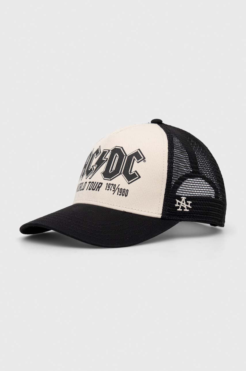 American Needle șapcă de baseball din bumbac ACDC culoarea bej, cu imprimeu American Needle șapcă de baseball din bumbac ACDC culoarea bej, cu imprimeu