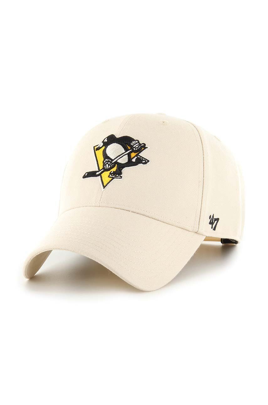 47brand șapcă din amestec de lână NHL Pittsburgh Penguins culoarea bej, cu imprimeu 47brand șapcă din amestec de lână NHL Pittsburgh Penguins culoarea bej, cu imprimeu