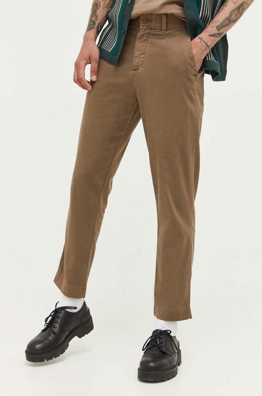 Abercrombie & Fitch pantaloni din amestec de in culoarea maro, drept Abercrombie & Fitch pantaloni din amestec de in culoarea maro, drept