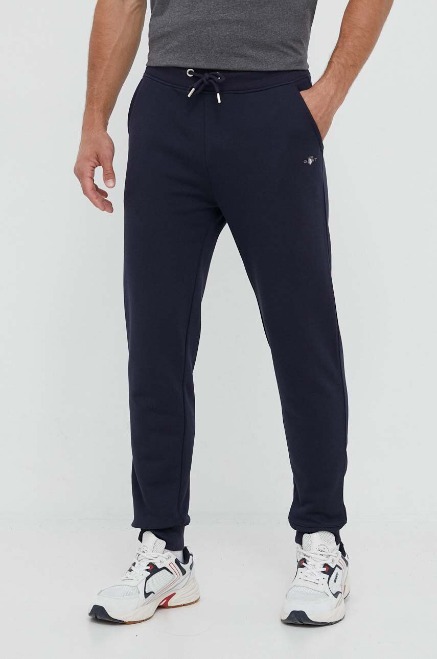 Gant pantaloni de trening culoarea albastru marin, melanj Gant pantaloni de trening culoarea albastru marin, melanj