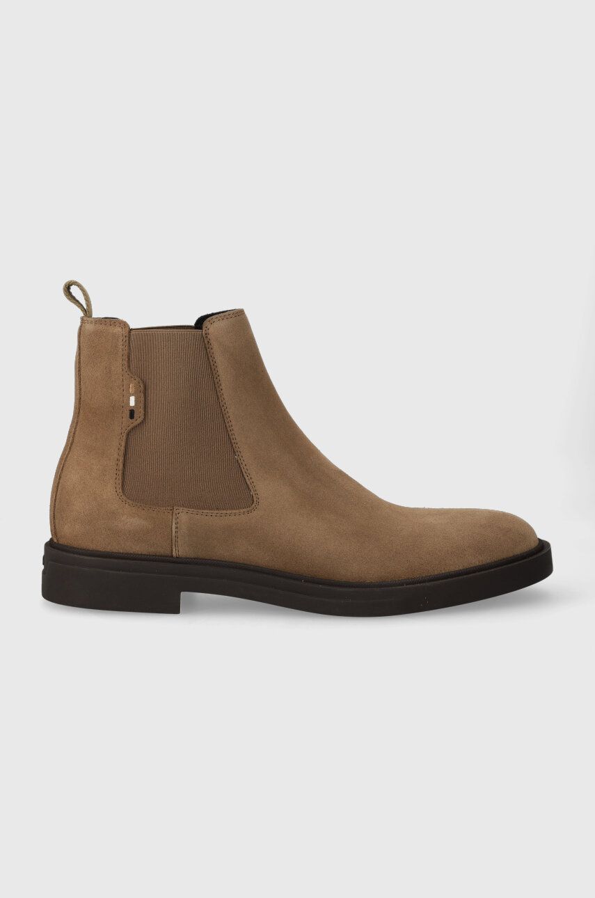 BOSS botine din piele intoarsa Calev barbati, culoarea bej, 50497739 BOSS botine din piele intoarsa Calev barbati, culoarea bej, 50497739