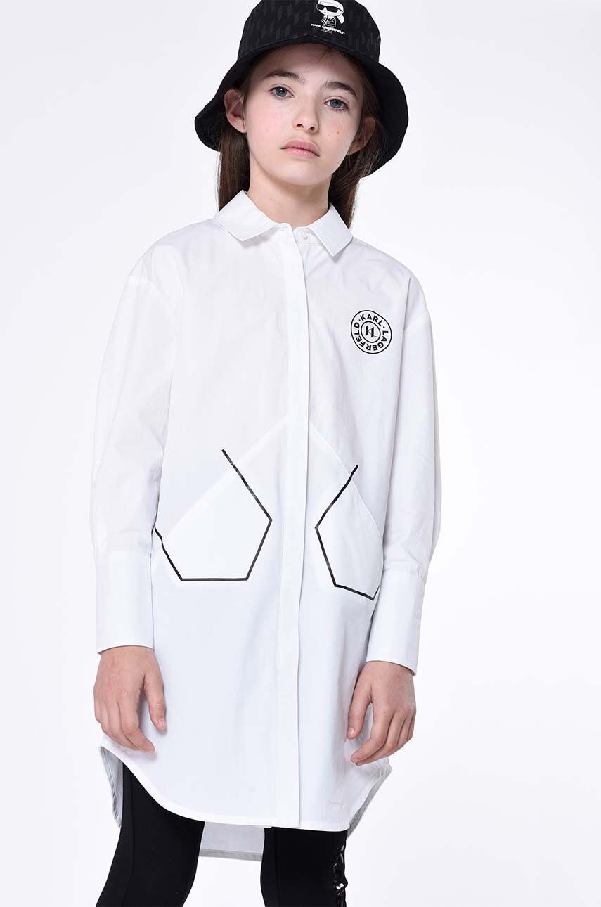 Karl Lagerfeld camasa de bumbac pentru copii culoarea alb Karl Lagerfeld camasa de bumbac pentru copii culoarea alb