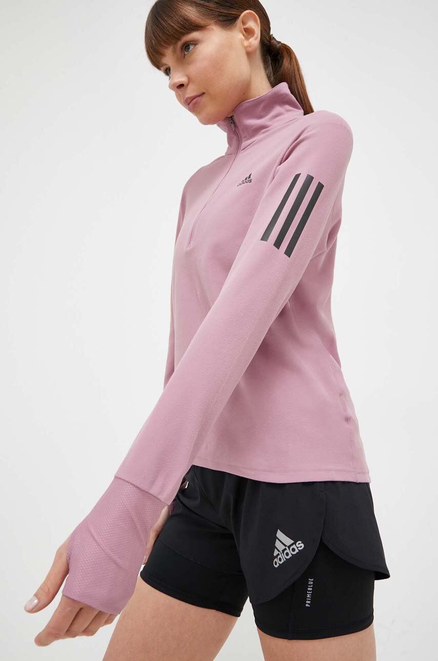 adidas Performance hanorac de jogging Own the Run culoarea roz, cu imprimeu adidas Performance hanorac de jogging Own the Run culoarea roz, cu imprimeu