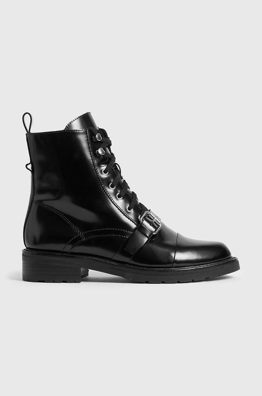 AllSaints bocanci de piele Donita femei, culoarea negru, cu platforma AllSaints bocanci de piele Donita femei, culoarea negru, cu platforma