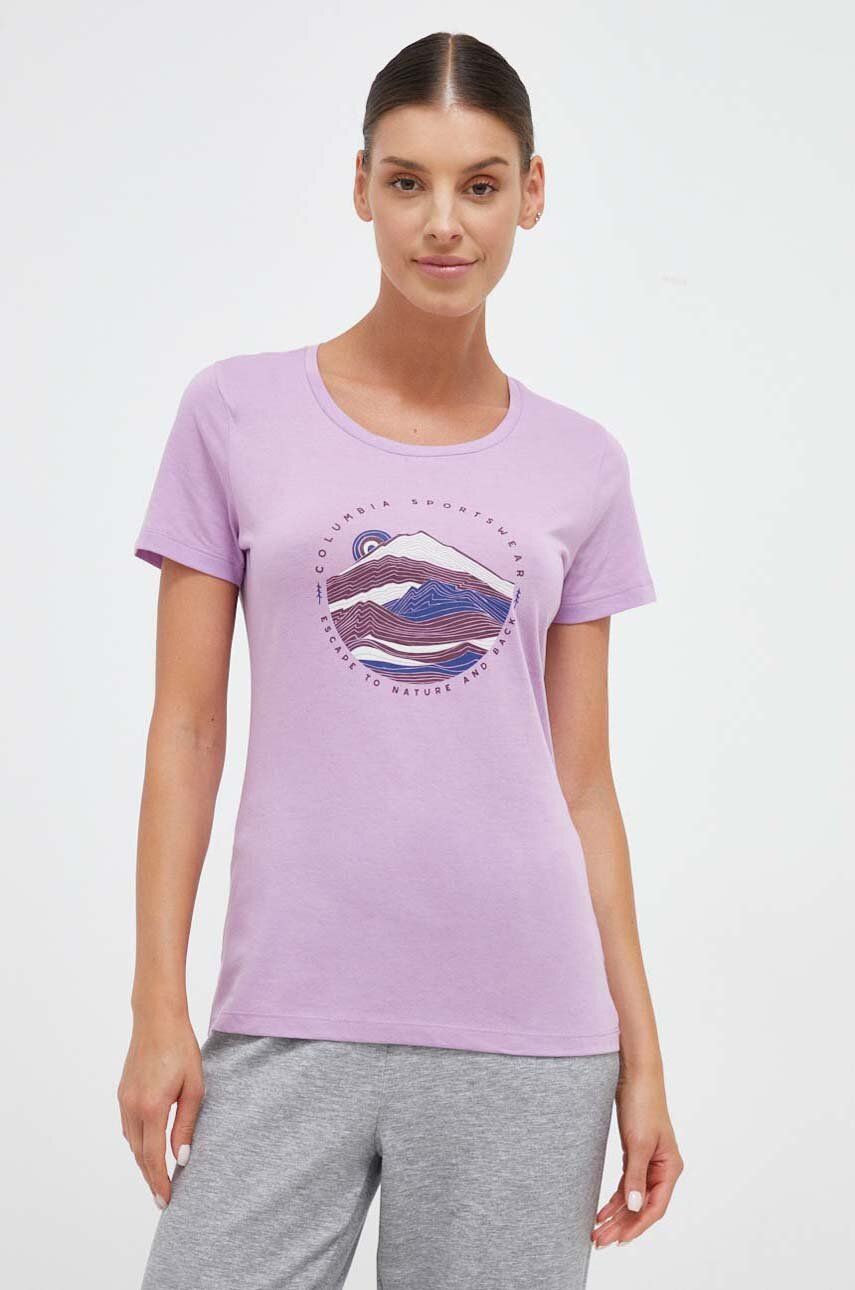 Columbia tricou Daisy Days femei, culoarea violet 1934592 Columbia tricou Daisy Days femei, culoarea violet 1934592