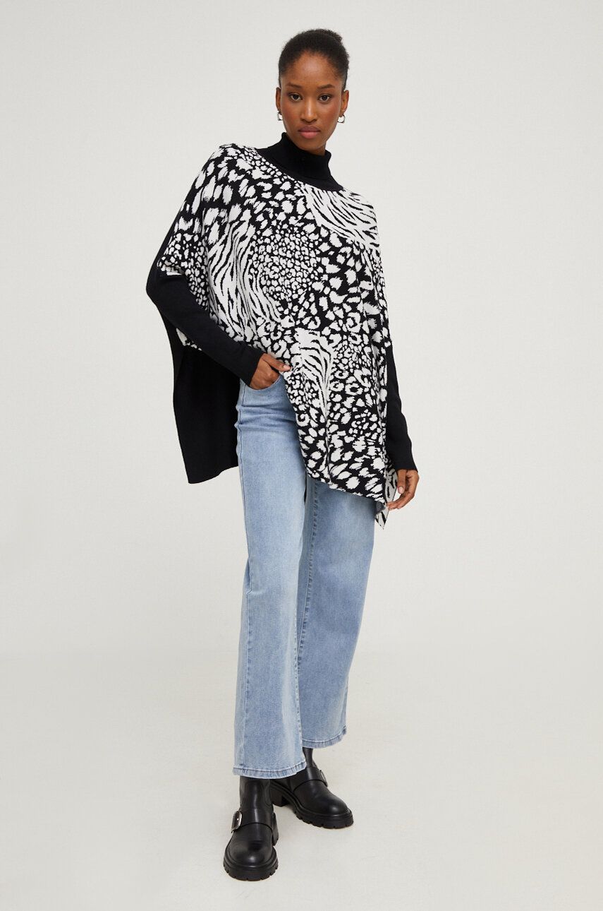 Answear Lab pulover femei, culoarea negru, light, cu guler Answear Lab pulover femei, culoarea negru, light, cu guler