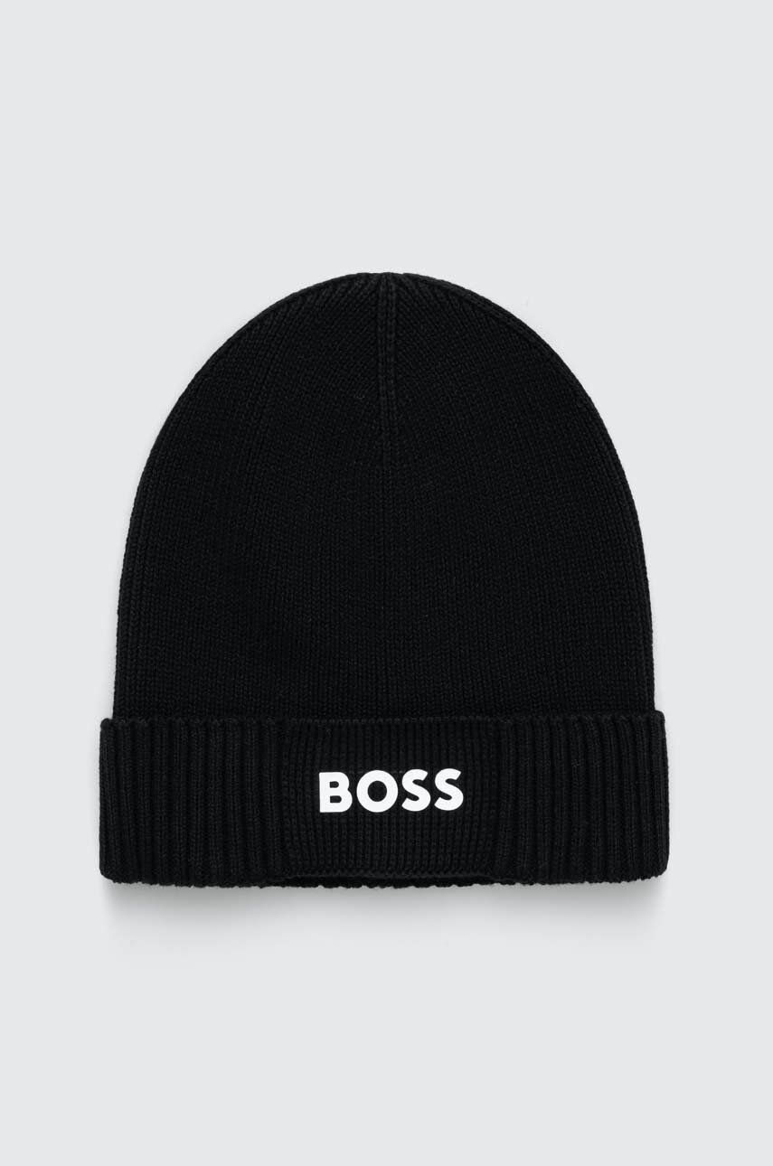 Boss Green caciula din amestec de lana BOSS GREEN culoarea negru Boss Green caciula din amestec de lana BOSS GREEN culoarea negru