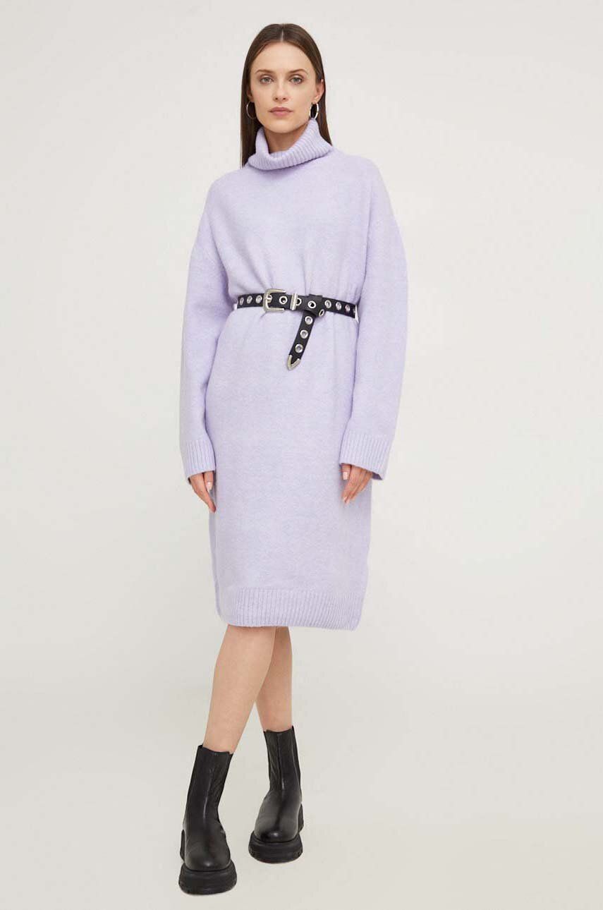 Answear Lab rochie din lana culoarea violet, mini, oversize Answear Lab rochie din lana culoarea violet, mini, oversize