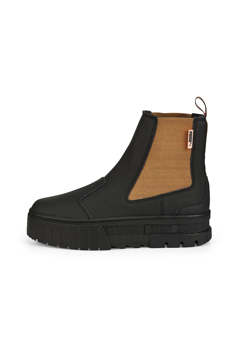 Ghete Chelsea din piele cu talpa flatform si segmente din material textil Mayze Ghete Chelsea din piele cu talpa flatform si segmente din material textil Mayze