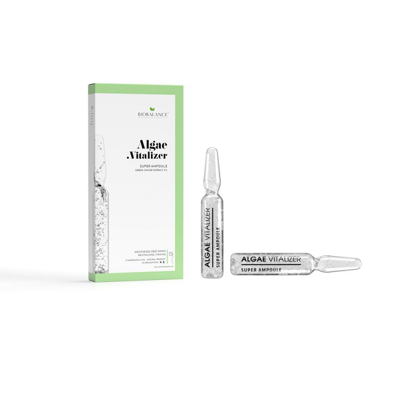 Algae Vitalizer, Fiole concentrate pentru hidratare intensa si fermitate, cu extract de Caviar Verde 3%, Bio Balance, 10 x 2 ml Algae Vitalizer, Fiole concentrate pentru hidratare intensa si fermitate, cu extract de Caviar Verde 3%, Bio Balance, 10 x 2 ml