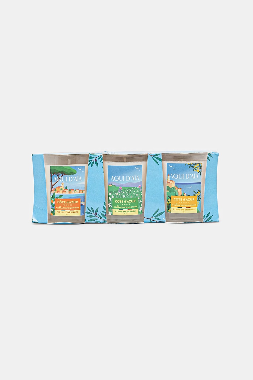 Aqui d'Aia set de lumânări parfumate Candles x Côte 3 x 75 g 3-pack Aqui d'Aia set de lumânări parfumate Candles x Côte 3 x 75 g 3-pack