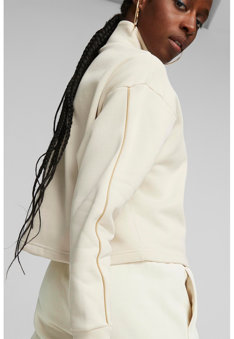 Bluza sport cu maneci cazute si fenta cu fermoar Essentials Minimal Gold Bluza sport cu maneci cazute si fenta cu fermoar Essentials Minimal Gold