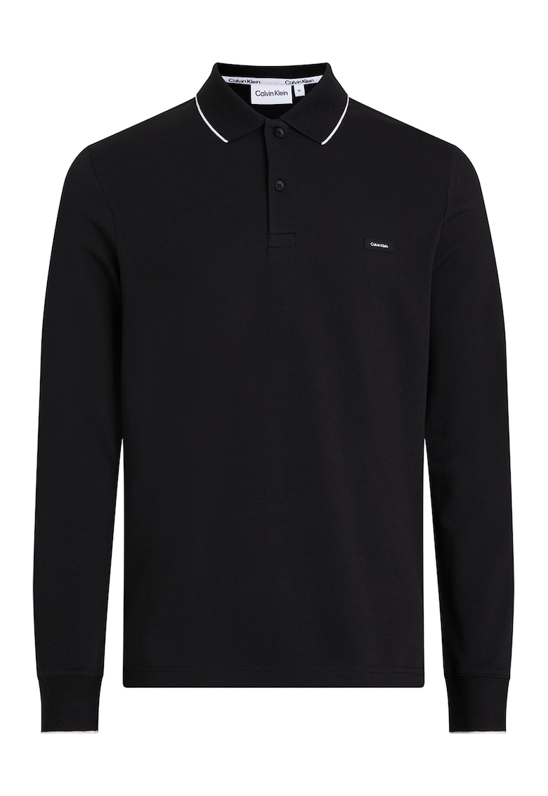 Bluza polo din amestec de bumbac organic cu detalii contrastante Bluza polo din amestec de bumbac organic cu detalii contrastante