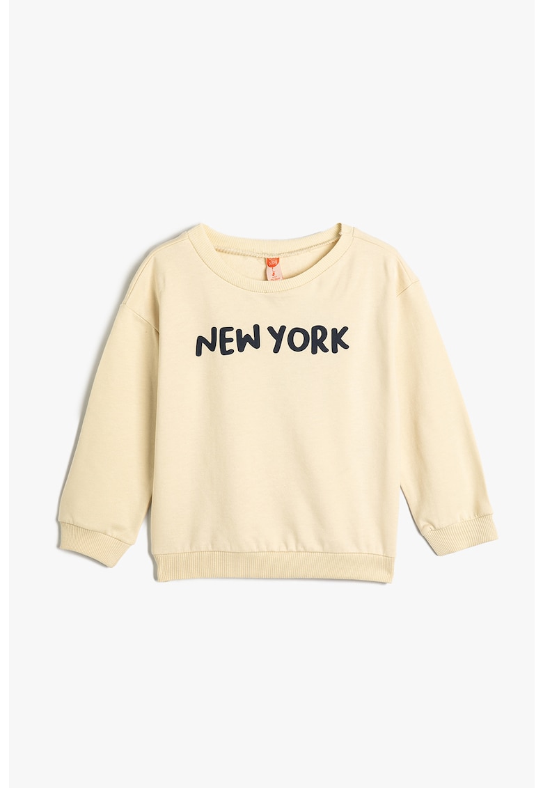 Bluza de trening cu decolteu la baza gatului si imprimeu pe spate Bluza de trening cu decolteu la baza gatului si imprimeu pe spate