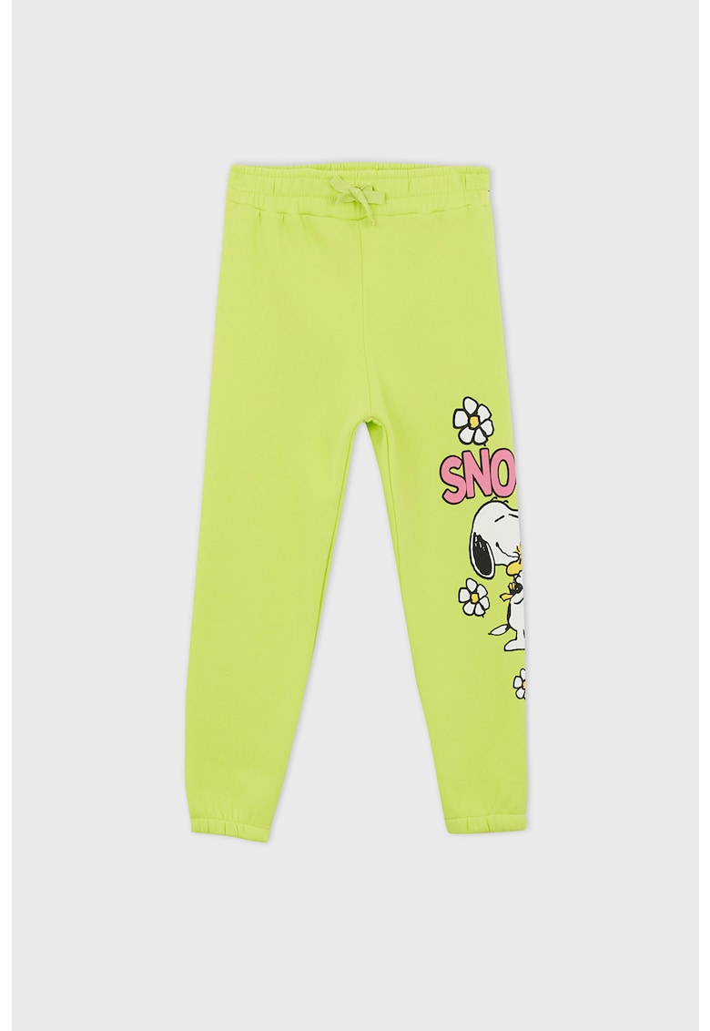 Pantaloni sport cu imprimeu cu Snoopy si snur de ajustare in talie Pantaloni sport cu imprimeu cu Snoopy si snur de ajustare in talie