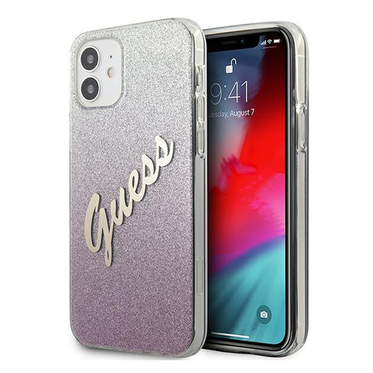 Husa de protectie telefon Guess pentru Apple iPhone 12 Mini, Vintage Case, Roz Husa de protectie telefon Guess pentru Apple iPhone 12 Mini, Vintage Case, Roz