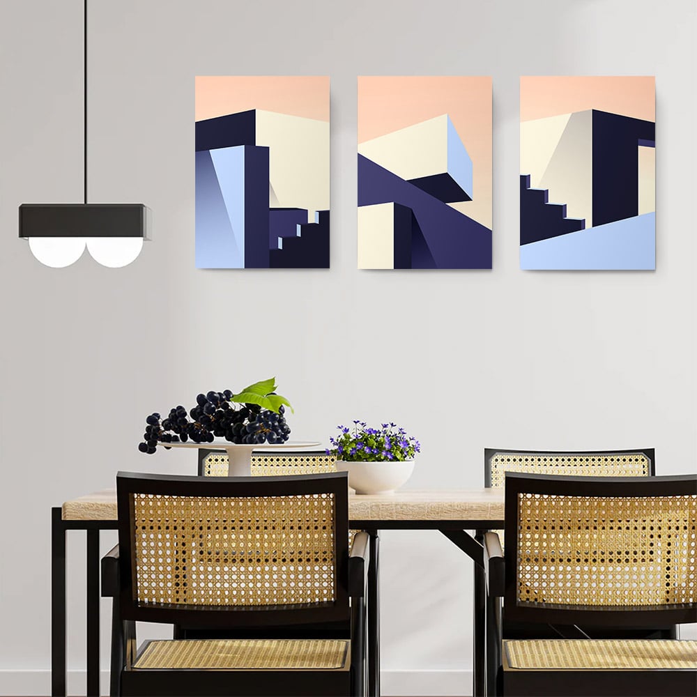 Set 3 tablouri arhitectura moderna structuri geometrice - Dimensiune multicanvas: 3 tablouri 30x45 cm Set 3 tablouri arhitectura moderna structuri geometrice - Dimensiune multicanvas: 3 tablouri 30x45 cm
