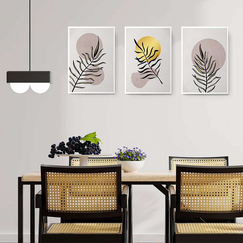 Set 3 tablouri Boho minimalism frunze - Dimensiune multicanvas: 3 tablouri 40x60 cm Set 3 tablouri Boho minimalism frunze - Dimensiune multicanvas: 3 tablouri 40x60 cm