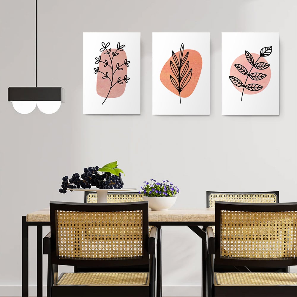 Set 3 tablouri Boho minimalism frunze variate - Dimensiune multicanvas: 3 tablouri 30x45 cm Set 3 tablouri Boho minimalism frunze variate - Dimensiune multicanvas: 3 tablouri 30x45 cm