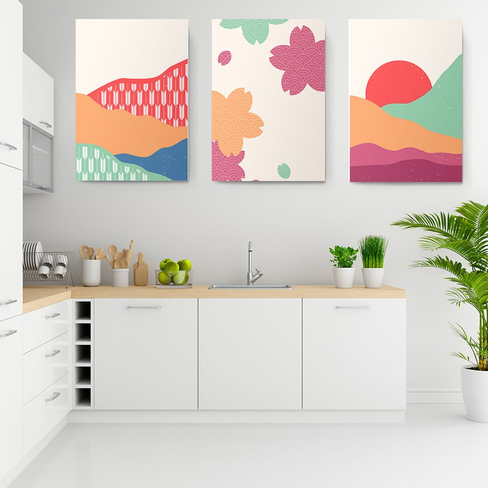 Set 3 tablouri Boho minimalism peisaj stilizat - Dimensiune multicanvas: 3 tablouri 30x45 cm Set 3 tablouri Boho minimalism peisaj stilizat - Dimensiune multicanvas: 3 tablouri 30x45 cm