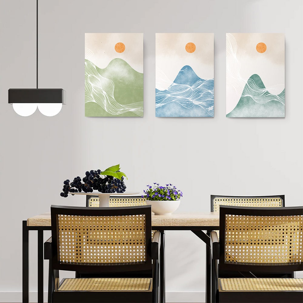 Set 3 tablouri Boho minimalism peisaje abstracte - Dimensiune multicanvas: 3 tablouri 60x90 cm Set 3 tablouri Boho minimalism peisaje abstracte - Dimensiune multicanvas: 3 tablouri 60x90 cm