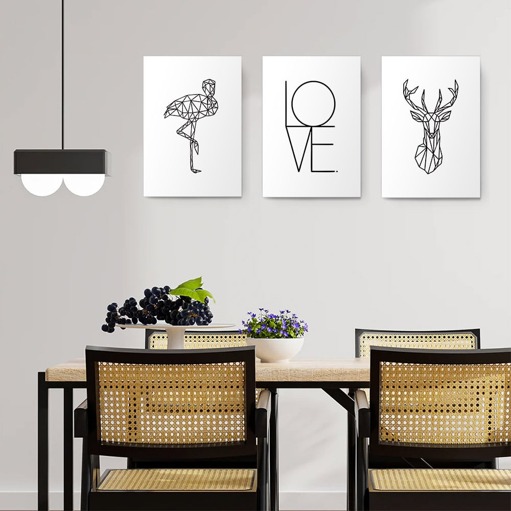 Set 3 tablouri flamingo cerb love multicanvas - Dimensiune multicanvas: 3 tablouri 80x120 cm Set 3 tablouri flamingo cerb love multicanvas - Dimensiune multicanvas: 3 tablouri 80x120 cm