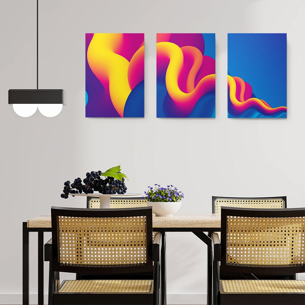 Set 3 tablouri forme abstracte multicanvas - Dimensiune multicanvas: 3 tablouri 30x45 cm Set 3 tablouri forme abstracte multicanvas - Dimensiune multicanvas: 3 tablouri 30x45 cm