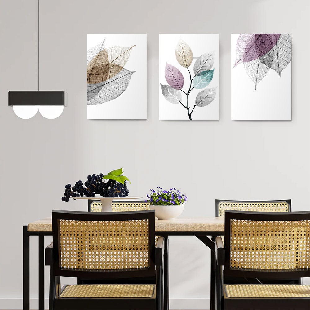 Set 3 tablouri minimaliste frunze - Dimensiune multicanvas: 3 tablouri 40x60 cm Set 3 tablouri minimaliste frunze - Dimensiune multicanvas: 3 tablouri 40x60 cm