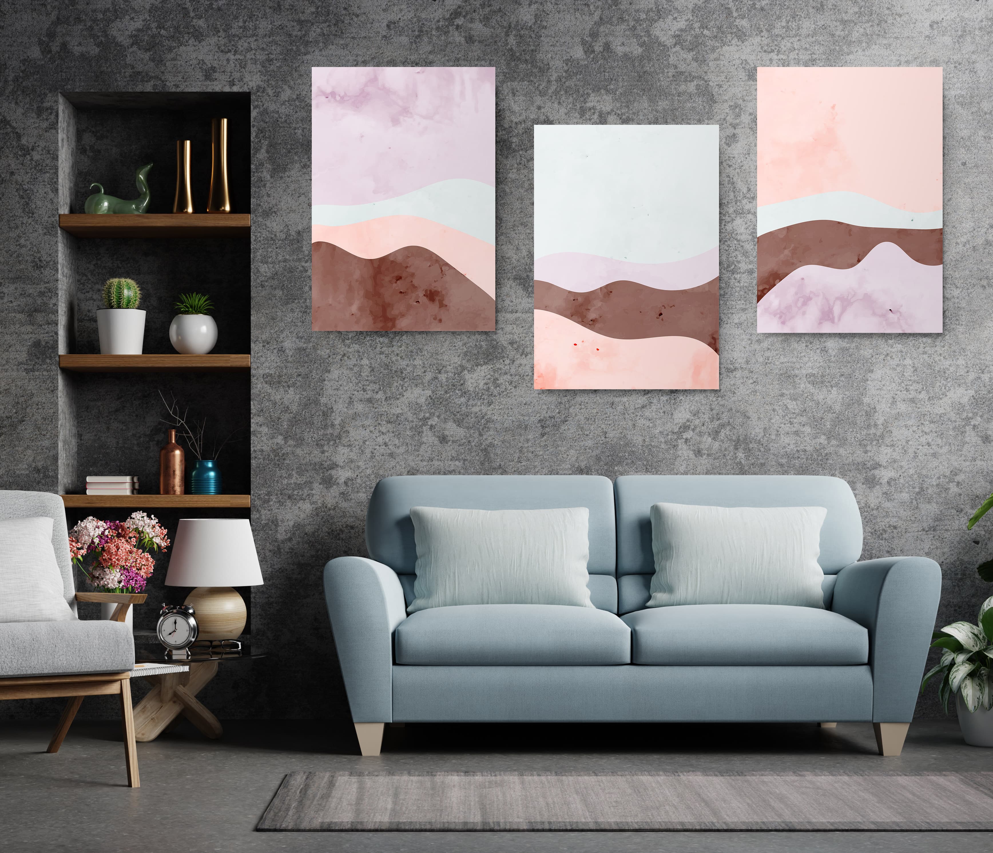 Set 3 tablouri canvas abstracte forme geometrice variate multicanvas - Dimensiune multicanvas: 3 tablouri 40x60 cm Set 3 tablouri canvas abstracte forme geometrice variate multicanvas - Dimensiune multicanvas: 3 tablouri 40x60 cm