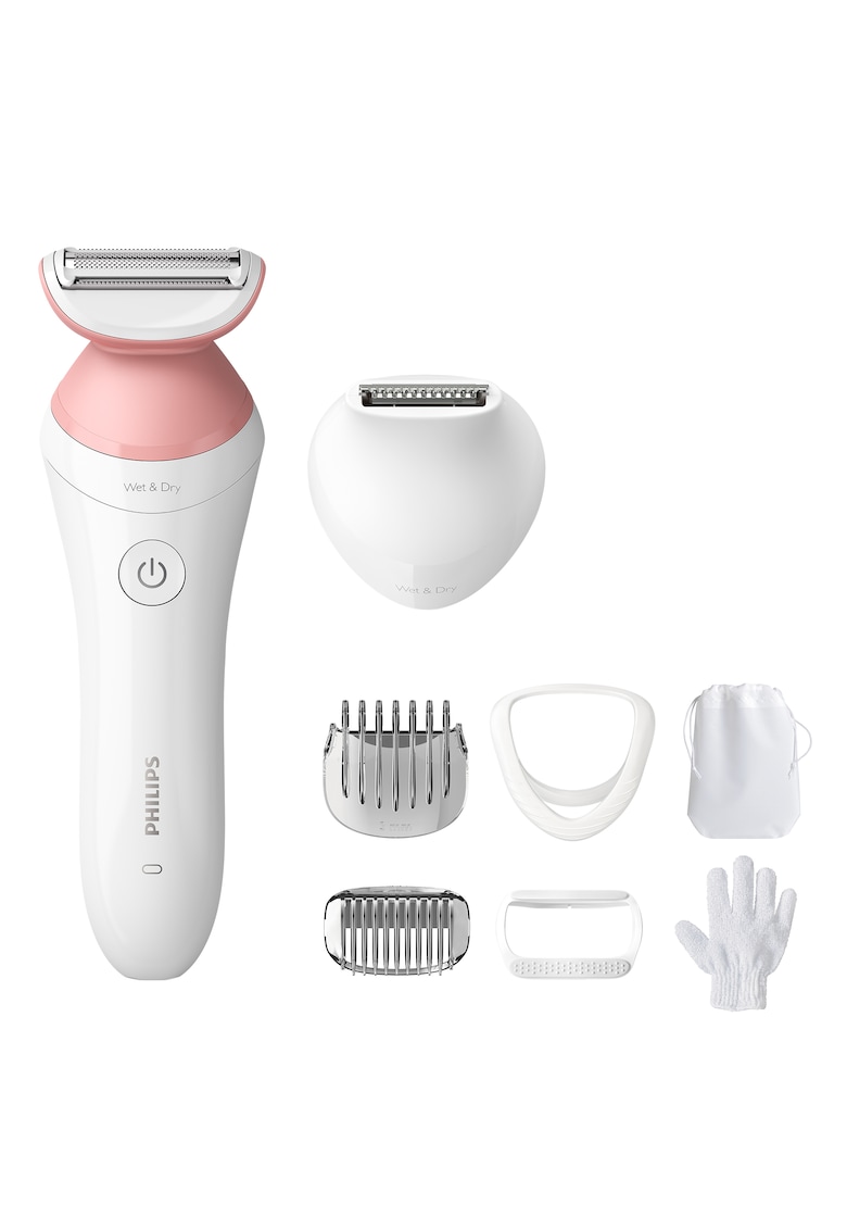 Aparat de ras fara fir - umed si uscat Lady Shaver Seria 6000 BRL146/00 - Wet&Dry - 10 ore incarcare - 40 min utilizare - Husa - manusa exfoliere - Alb/Roz Aparat de ras fara fir - umed si uscat Lady Shaver Seria 6000 BRL146/00 - Wet&Dry - 10 ore incarcare - 40 min utilizare - Husa - manusa exfoliere - Alb/Roz