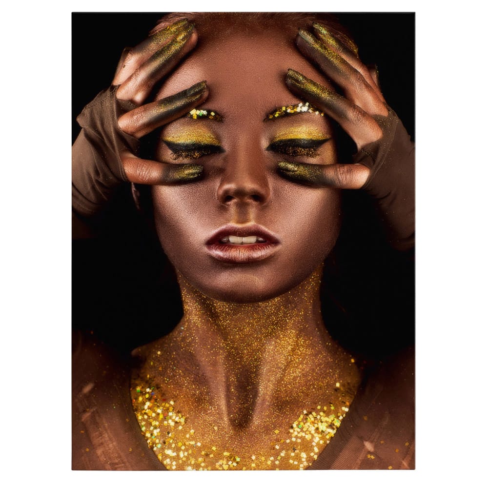 Machiaj auriu creativ tablou portret - Material produs:: Poster pe hartie FARA RAMA, Dimensiunea:: 40x60 cm Machiaj auriu creativ tablou portret - Material produs:: Poster pe hartie FARA RAMA, Dimensiunea:: 40x60 cm