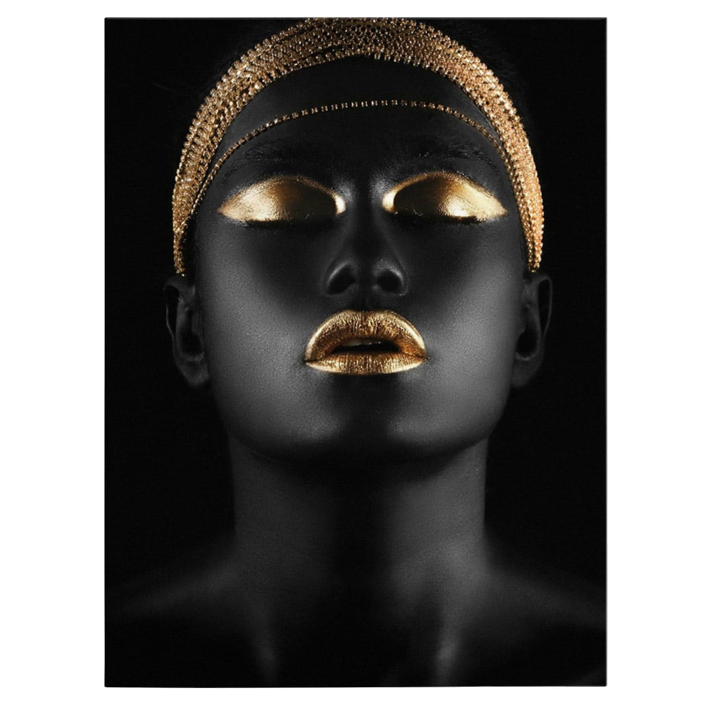 Machiaj auriu modern tablou portret - Material produs:: Tablou canvas pe panza CU RAMA, Dimensiunea:: 50x70 cm Machiaj auriu modern tablou portret - Material produs:: Tablou canvas pe panza CU RAMA, Dimensiunea:: 50x70 cm