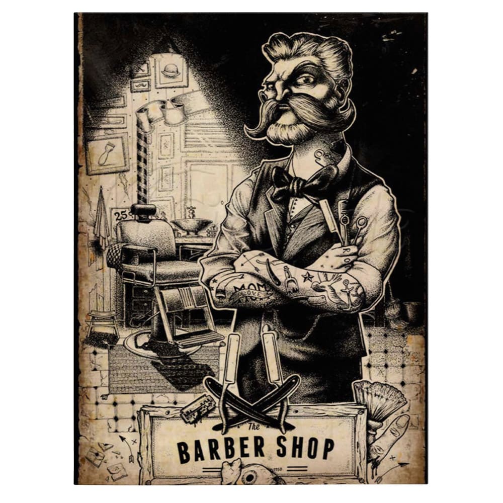 Barber Shop Tablou Vintage - Material produs:: Tablou canvas pe panza CU RAMA, Dimensiunea:: 50x70 cm Barber Shop Tablou Vintage - Material produs:: Tablou canvas pe panza CU RAMA, Dimensiunea:: 50x70 cm