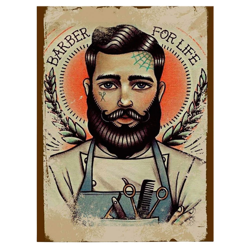Barber Shop Tablou Barber for life vintage - Material produs:: Poster pe hartie FARA RAMA, Dimensiunea:: 50x70 cm